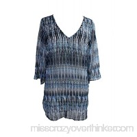 Bar III Women's Striped Print V-Neck Tunic Swimsuit Cover Indigo B01FV26P3M